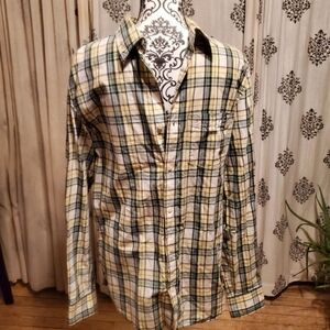 Old Navy Yellow and Green Plaid Men's Shirt